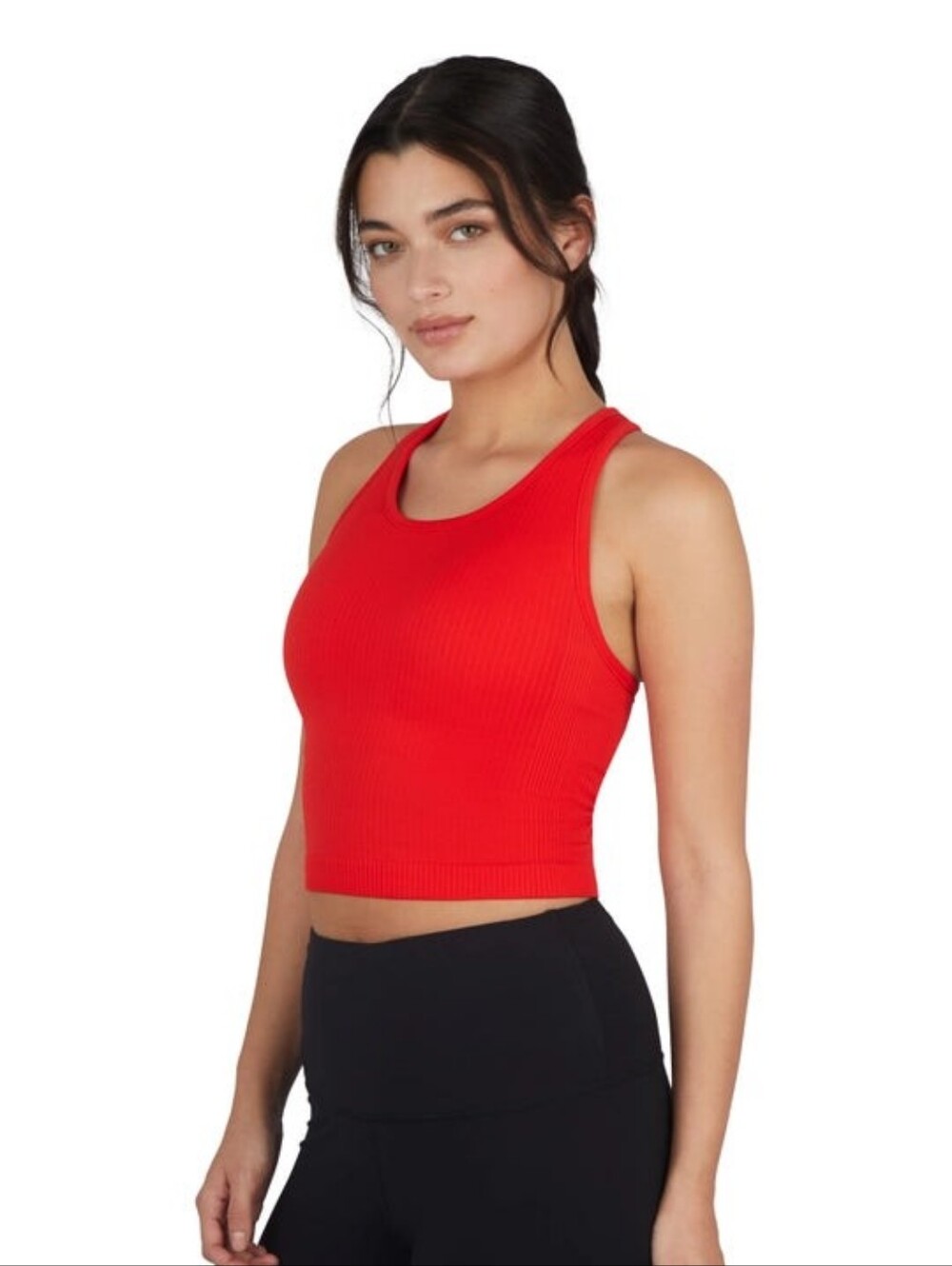 90 Degree By Reflex Women’s Large Red Ribbed Racerback Sports Crop